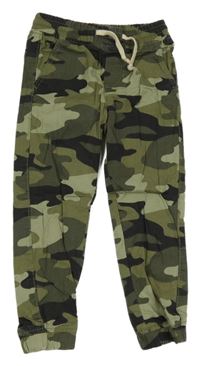 Khaki-černé pátěné cuff kalhoty Kiabi