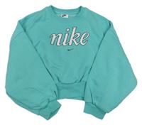 Tyrkysová oversize crop mikina s logem Nike