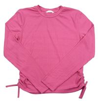 Tmavoružové rebrované tričko so šnurovaním Candy Couture