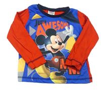 Cobaltově modro-červené pyžamové triko s Mickey Disney