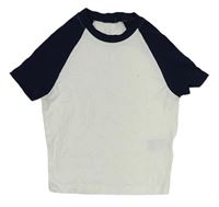 Bielo-tmavomodré crop tričko H&M