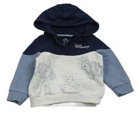 Bielo-tmavomodro-modrošedá mikina s Disney postavami a kapucňou PRIMARK