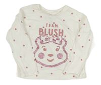 Bílé puntíkaté triko s medvídkem Blush George