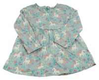 Světlemodrošedá melírovaná šatová tunika s jednorožcami ALANA