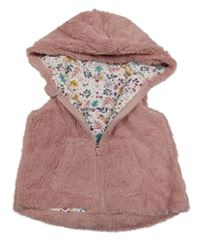 Ružová kožušinová podšitá vesta s kapucňou zn. so cute