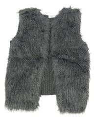 Tmavošedá pletená vesta/cardigan s melírovanou kožešinou PRIMARK