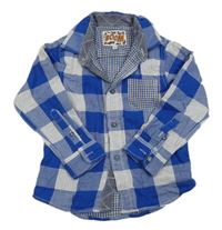 Cobaltovoě modro-bielo-svetlomodrá kockovaná košeľa M&S