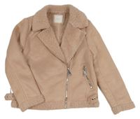 Pudrový semišový zateplený crop křivák s přezkami Next