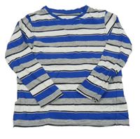 Safírovo-sivo-bielo-čierne pruhované tričko Kiki&Koko