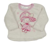 Bílo-světlerůžová chlupatá mikina s vílou Ergee