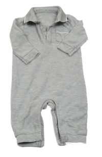 Šedý melírovaný žebrovaný overal s kapsou a límečkem Matalan