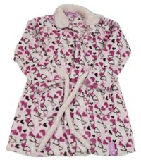 Světlerůžový plyšový župan se srdíčky 