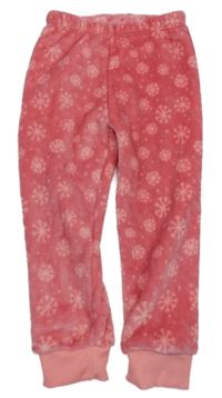 Růžové plyšové pyžamové kalhoty s vločkami Lily & Dan