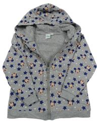 Sivá melírovaná prepínaci mikina s Mickey a hviezdičkami a kapucňou Disney