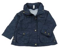 Tmavomodrá šušťáková jarná bunda s ukrývací kapucňou Zara