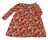 Tmavovínovo/červené menšestrové šaty s kvietkami a volánikom a čipkou SeRGeNT MaJoR