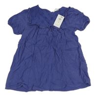 Nové - tmavomodrofialové mušelínové šaty s madeirou PRIMARK