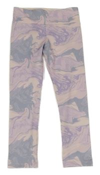 Pudrovo-fialovo-sivé batikované športové legíny F&F