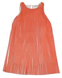 Lososovo-jahodovo-biele vzorované rebrované šaty LOSAN