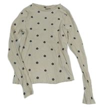 Světlebéžové melírované žebrované triko s květy F&F