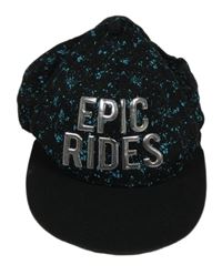 Černo-světletyrkysová skvrnitá plátěná kšiltovka s nápisy C&A