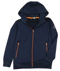 Tmavomodro-černá melírovaná propínací sportovní mikina s kapucí YIGGA