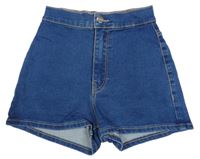 Modré teplákové rifľové kraťasy Pull & Bear