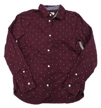 Tmavovínová košeľa s hviezdičkami a výšivkou H&M