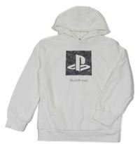 Bílá mikina s logem Play Station a kapucí Primark 