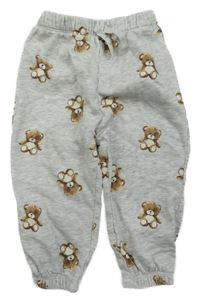 Šedé melírované tepláky s medvídky H&M