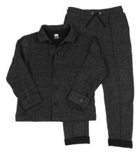 2Set - Černá melírovaná propínací košilová mikina + chino tepláky F&F