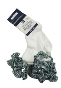 3x Biele ponožky s kostkovanými volány