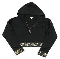 Čierna športová crop mikina s kapucňou River Island