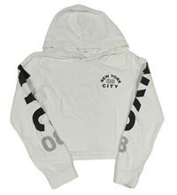 Biela crop mikina s nápisom a kapucňou H&M