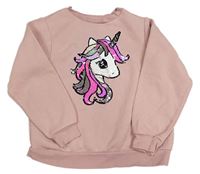 Staroružová mikina s jednorožcem z překlápěcích flitrů H&M