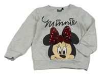 Sivá melírovaná mikina s Minnie s překlápěcími flitre Disney