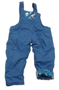 Modré šusťákové laclové oteplovačky