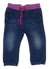 Modré teplákové cuff rifle s úpletovým pasom Topomini