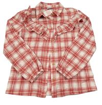 Nové - Červeno-bílá kostkovaná třpytivá halenka s volánem Matalan