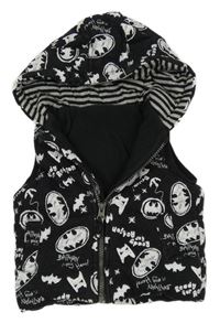 Čierna tepláková zateplená vesta s netopýry a kapucí - Batman George