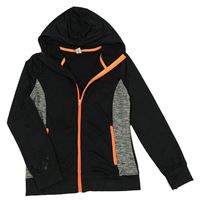 Černo-tmavošedá sportovní propínací mikina s kapucí Yigga