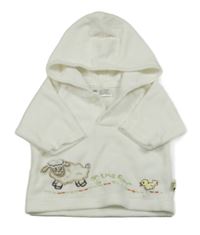 Smotanová zamatová mikina s ovcí a kapucňou