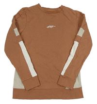 Hnedo-bielo-svetlosivá mikina s výšivkou Next