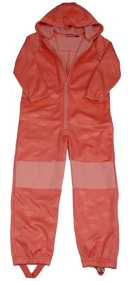 Korálová softshellová kombinéza s mraky a kapucí Lupilu