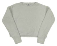 Svetlosivý rebrovaný chlpatý crop sveter Page One Young