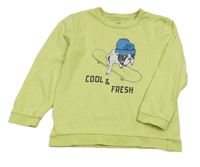 Limetková ľahká mikina so psem na skatu Topolino