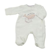 Smetanový sametový overal s velrybami C&A