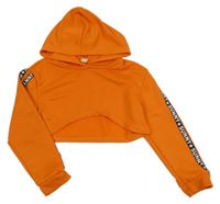 Oranžová crop mikina s kapucňou Shein