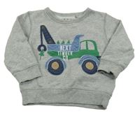 Sivá melírovaná mikina s nákladiakom Next