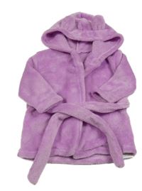 Levandulový chlupatý župan s kapucí s oušky